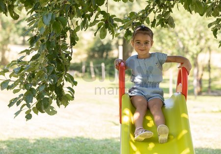 Šmykľavka s vodotryskom Funny Slide Green Toboggan Smoby 2 metrová dvojitá pevná konštrukcia s UV filtrom od 24 mes