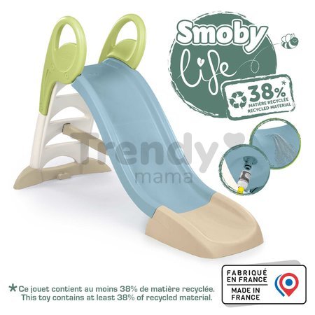 Šmykľavka s vodnou hrou 150 cm GM Slide Life Smoby modro-zelená protišmykové schody s UV filtrom od 24 mes - model 2025