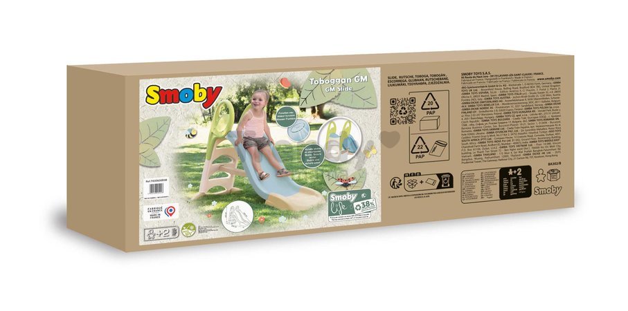 Šmykľavka s vodnou hrou 150 cm GM Slide Life Smoby modro-zelená protišmykové schody s UV filtrom od 24 mes - model 2025