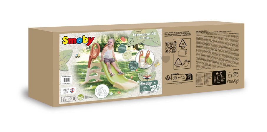 Šmykľavka s vodnou hrou 150 cm KS Slide Life Smoby zeleno-červená protišmykové schody s UV filtrom od 24 mes - model 2025