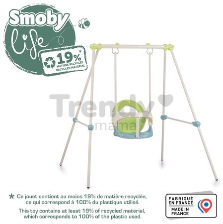 Hojdačka s kovovou konštrukciou 120 cm Metal Baby Swing Life Smoby s ochrannou hrazdou a UV filtrom od 6 mes - model 2025
