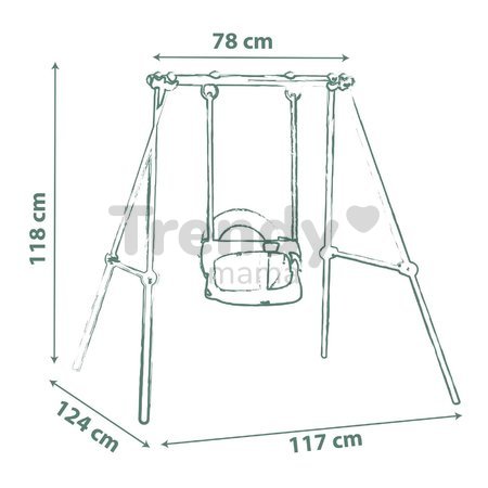 Hojdačka s kovovou konštrukciou 120 cm Metal Baby Swing Life Smoby s ochrannou hrazdou a UV filtrom od 6 mes - model 2025