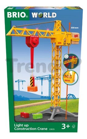 Drevený stavebný žeriav so svetlom Light Up Construction Crane BRIO 360° otočné rameno s magnetom a kontajnermi 5 dielov od 3 rokov  BRIO8355