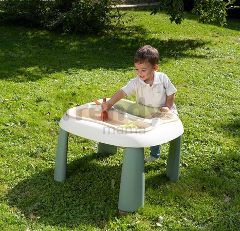 Stôl na vodu a piesok Water&Sand Table Life Smoby s otvorom pre slnečník a dvojitý kryt s loďkou formičkami a náradím s UV filtrom od 18 mes - model 2