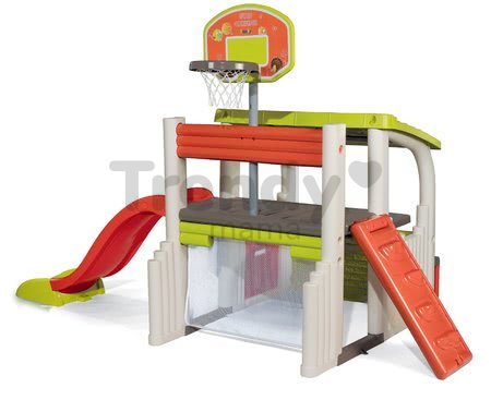 Hracie centrum Fun Center Smoby so šmykľavkou dlhou 150 cm a basketbalovým košom od 24 mes