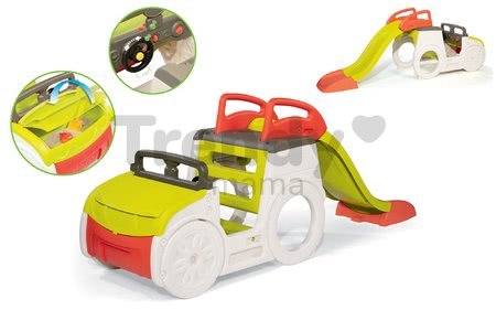 Preliezačka auto Adventure Car Smoby so zvukom, pieskoviskom a 150 cm šmykľavkou s UV filtrom od 18 mesiacov