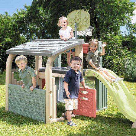 Hracie centrum s basketbalovým košom Fun Center Life Smoby 150 cm šmykľavka a futbalová brána s lezeckou stenou s UV filtrom od 24 mes - model 2025