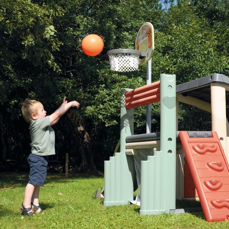 Hracie centrum s basketbalovým košom Fun Center Life Smoby 150 cm šmykľavka a futbalová brána s lezeckou stenou s UV filtrom od 24 mes - model 2025