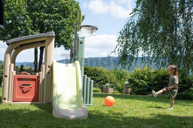 Hracie centrum s basketbalovým košom Fun Center Life Smoby 150 cm šmykľavka a futbalová brána s lezeckou stenou s UV filtrom od 24 mes - model 2025
