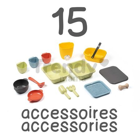 Kuchynka pre záhradníkov Mud Kitchen Life Smoby hra s trávou kvetinami a pieskom 15 doplnkov s náradím a nádržou na vodu od 3 rokov - model 2025