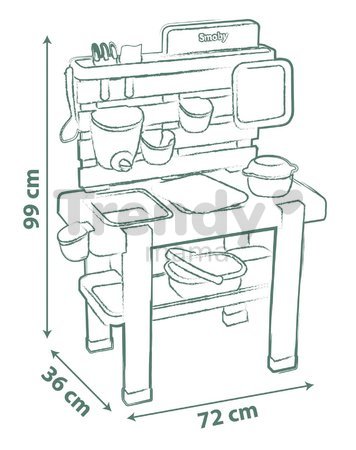 Kuchynka pre záhradníkov Mud Kitchen Life Smoby hra s trávou kvetinami a pieskom 15 doplnkov s náradím a nádržou na vodu od 3 rokov - model 2025