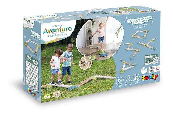 Dobrodružná dráha so 4 chodníkmi Adventure Course Life Smoby 4 oporné body na rozvoj rovnováhy a pohybových zručností detí od 24 mes - model 2025