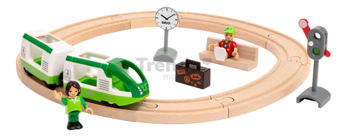 Drevená vláčikodráha so semaforom Circle Train Set BRIO 16 dielov s vláčikom a 2 figúrkami od 3 rokov BRIO8478
