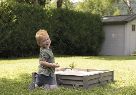 Pieskovisko a zeleninová záhradka k všetkým domčekom Square Garden Sandpit Smoby s podložkou na 75 kg piesku/60 l zeminy 76*76 cm od 24 mes