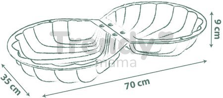 Pieskovisko ekologické mušľa sada 2 kusov s formičkami Double Mini Sand Pit Green Smoby s krhličkou a lopatka s hrabličkami pre malé priestory od 18 m