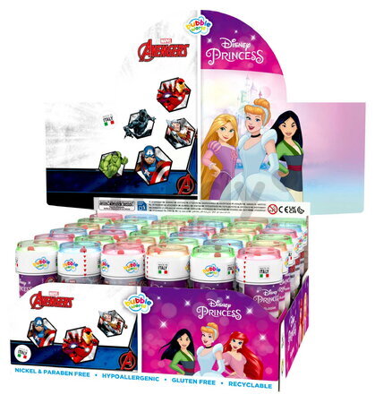Bublifuk Princezné Disney a Avengers Bubble World Dulcop hypoalergénny bez niklu a parabénov