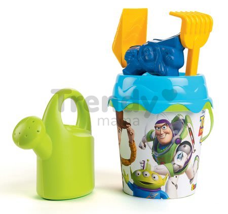 Detský vozík na ťahanie Toy Story Smoby s vedro setom do piesku (vedro výška 17 cm) od 18 mesiacov zelený