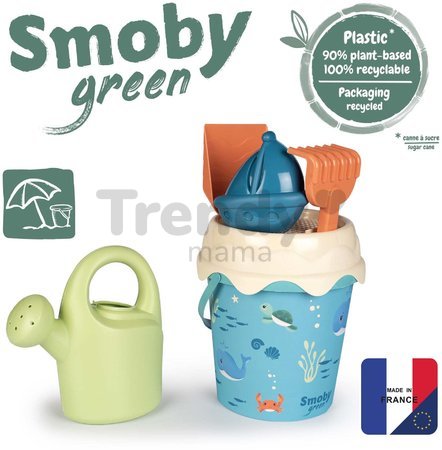 Vedro set z cukrovej trstiny Ocean Bio Sugar Cane Bucket Smoby 6 dielov z kolekcie Smoby Green 100% recyklovateľné od 18 mes