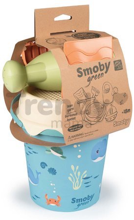 Vedro set z cukrovej trstiny Ocean Bio Sugar Cane Bucket Smoby 6 dielov z kolekcie Smoby Green 100% recyklovateľné od 18 mes