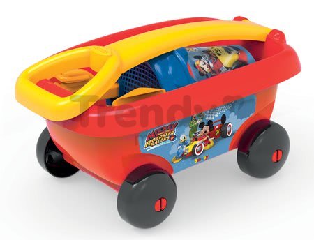 Vozík na ťahanie Mickey Smoby s vedro setom do piesku (výška vedierka 18 cm) od 18 mes