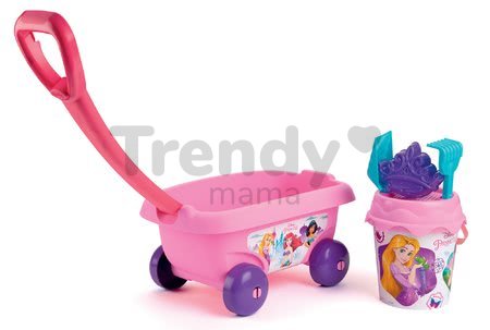 Detský vozík na ťahanie Disney Princess Smoby s vedro setom do piesku ružový (vedro výška 17 cm) od 18 mes