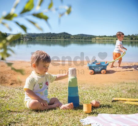 Vozík na ťahanie z cukrovej trstiny rastliny Bio Sugar Cane Beach Cart Smoby s vedrom z kolekcie Smoby Green 100% recyklovateľné od 18 mes