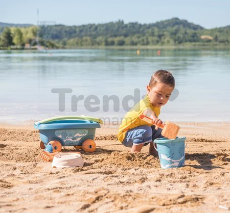 Vozík na ťahanie z cukrovej trstiny rastliny Bio Sugar Cane Beach Cart Smoby s vedrom z kolekcie Smoby Green 100% recyklovateľné od 18 mes