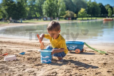 Vozík na ťahanie z cukrovej trstiny rastliny Bio Sugar Cane Beach Cart Smoby s vedrom z kolekcie Smoby Green 100% recyklovateľné od 18 mes