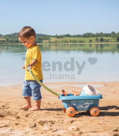 Vozík na ťahanie z cukrovej trstiny rastliny Bio Sugar Cane Beach Cart Smoby s vedrom z kolekcie Smoby Green 100% recyklovateľné od 18 mes