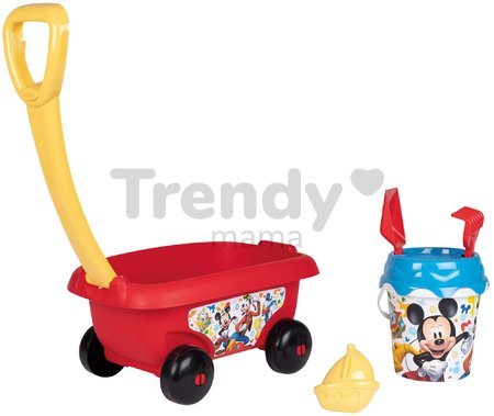 Vozík na ťahanie Mickey Garnished Beach Cart Smoby s vedro setom od 18 mes