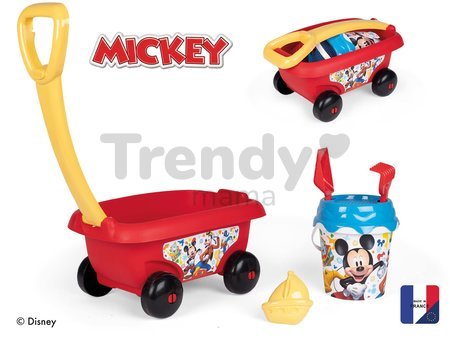 Vozík na ťahanie Mickey Garnished Beach Cart Smoby s vedro setom od 18 mes