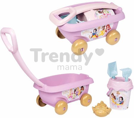 Vozík na ťahanie Disney Princess Garnished Beach Cart Smoby s vedro setom od 18 mes