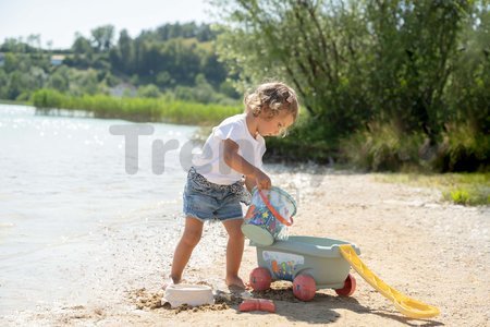 Vozík na ťahanie ekologický podmorský svet Garnished beach Cart Green Smoby s vedro setom od 18 mes