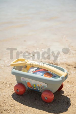 Vozík na ťahanie ekologický podmorský svet Garnished beach Cart Green Smoby s vedro setom od 18 mes
