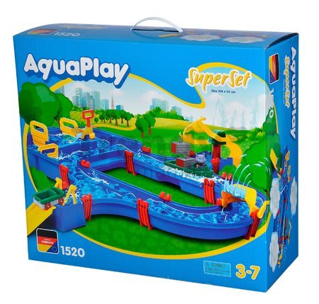 Vodná dráha Superset AquaPlay s hrošíkom Wilmou a priehradou s vodnou pumpou