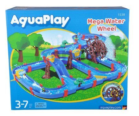 Vodná dráha Mega Water Wheel AquaPlay viacposchodová s vodným mlynom a šmykľavkou s loďkami figúrkami a doplnkami