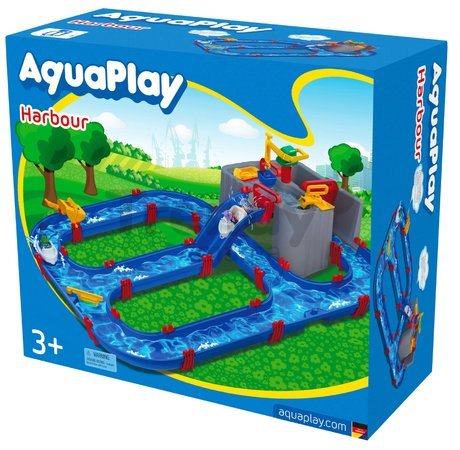 Vodná dráha s prístavom Harbour AquaPlay so žeriavom vodnou pumpou a 3 loďky s 2 figúrkami AQ1543