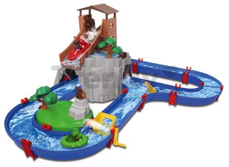 Vodná dráha Adventure Land AquaPlay dobrodružstvo pod vodopádom a v horskej veži a vodným delom na ostrove