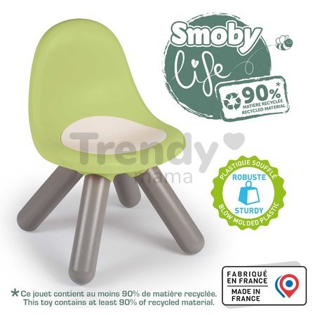 Stolička pre deti KidChair Green Life Smoby zelená s UV filtrom 50 kg nosnosť výška sedadla 27 cm od 18 mes - model 2025
