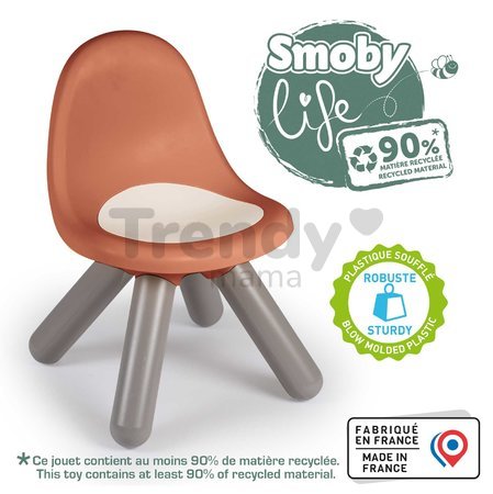 Stolička pre deti KidChair Terra Cotta Life Smoby červená s UV filtrom 50 kg nosnosť výška sedadla 27 cm od 18 mes - model 2025