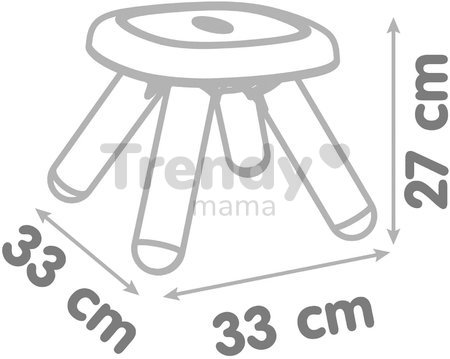 Taburetka pre deti Kid Furniture Stool Grey Smoby 2v1 šedá s UV filtrom 50 kg nosnosť 27 cm výška od 18 mes