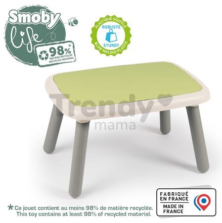 Stôl pre deti KidTable Life Smoby šedozelený s UV filtrom 76*52*45 cm od 18 mes - model 2025