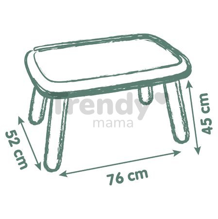 Stôl pre deti KidTable Life Smoby šedozelený s UV filtrom 76*52*45 cm od 18 mes - model 2025