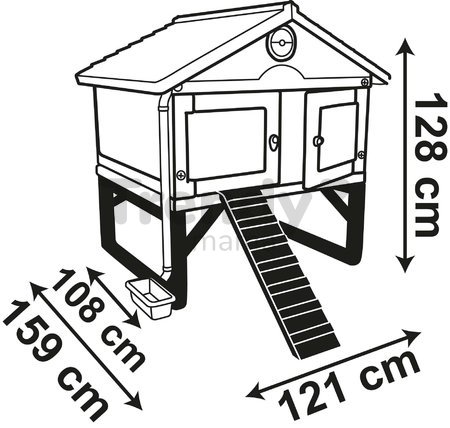 Kurín pre 5 sliepok Cluck Cluck Cottage Beige Smoby 4 dvere so schodmi a kŕmidlom a hniezdo s falošným vajíčkom 128 cm výška