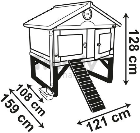 Kurín pre 5 sliepok Cluck Cluck Cottage Green Smoby 4 dvere so schodmi a kŕmidlom a hniezdo s falošným vajíčkom 128 cm výška