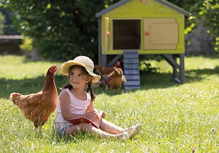 Kurín pre 5 sliepok Cluck Cluck Cottage Green Smoby 4 dvere so schodmi a kŕmidlom a hniezdo s falošným vajíčkom 128 cm výška