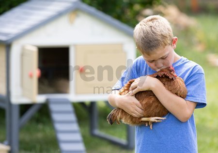 Kurín pre 5 sliepok Cluck Cluck Cottage Beige Smoby 4 dvere so schodmi a kŕmidlom a hniezdo s falošným vajíčkom 128 cm výška