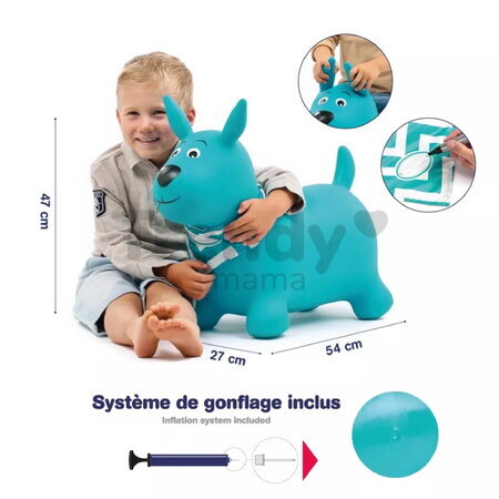 Skákací pes Blue Hopper Dog Ludi s pumpou na nafukovanie modrý od 10 mes