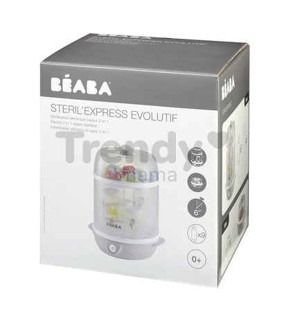 Sterilizátor dojčenských fliaš Beaba Express 2v1 elektrický šedý od 0 mesiacov