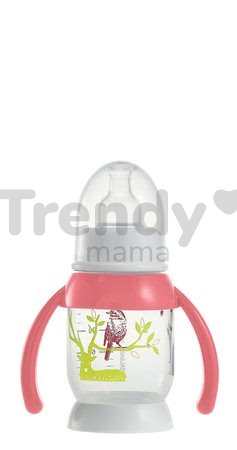 Nerozbitná dojčenská fľaša Beaba Zajačik s držiakom 120 ml ružová od 0 mesiacov